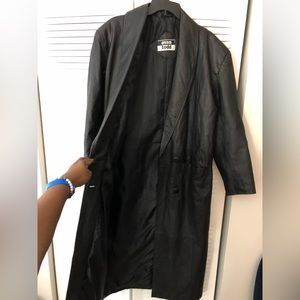 Evan Todd Full-Length, Black 100% Leather Coat, Woman’s Size M